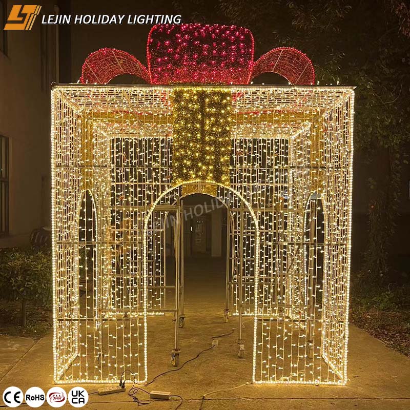 LEJIN HOLIDAY LIGHTING Customization Present Box Outdoor Park Garden Street Decoration Motif Light