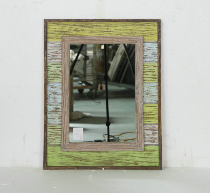 Colorful solid wood framed mirror