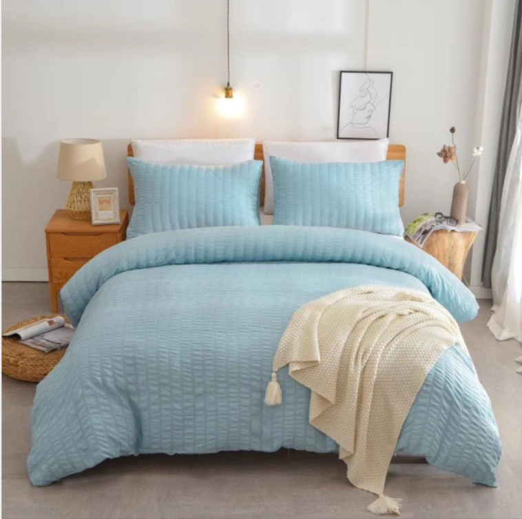 Microfiber polyester seesucker sheet set