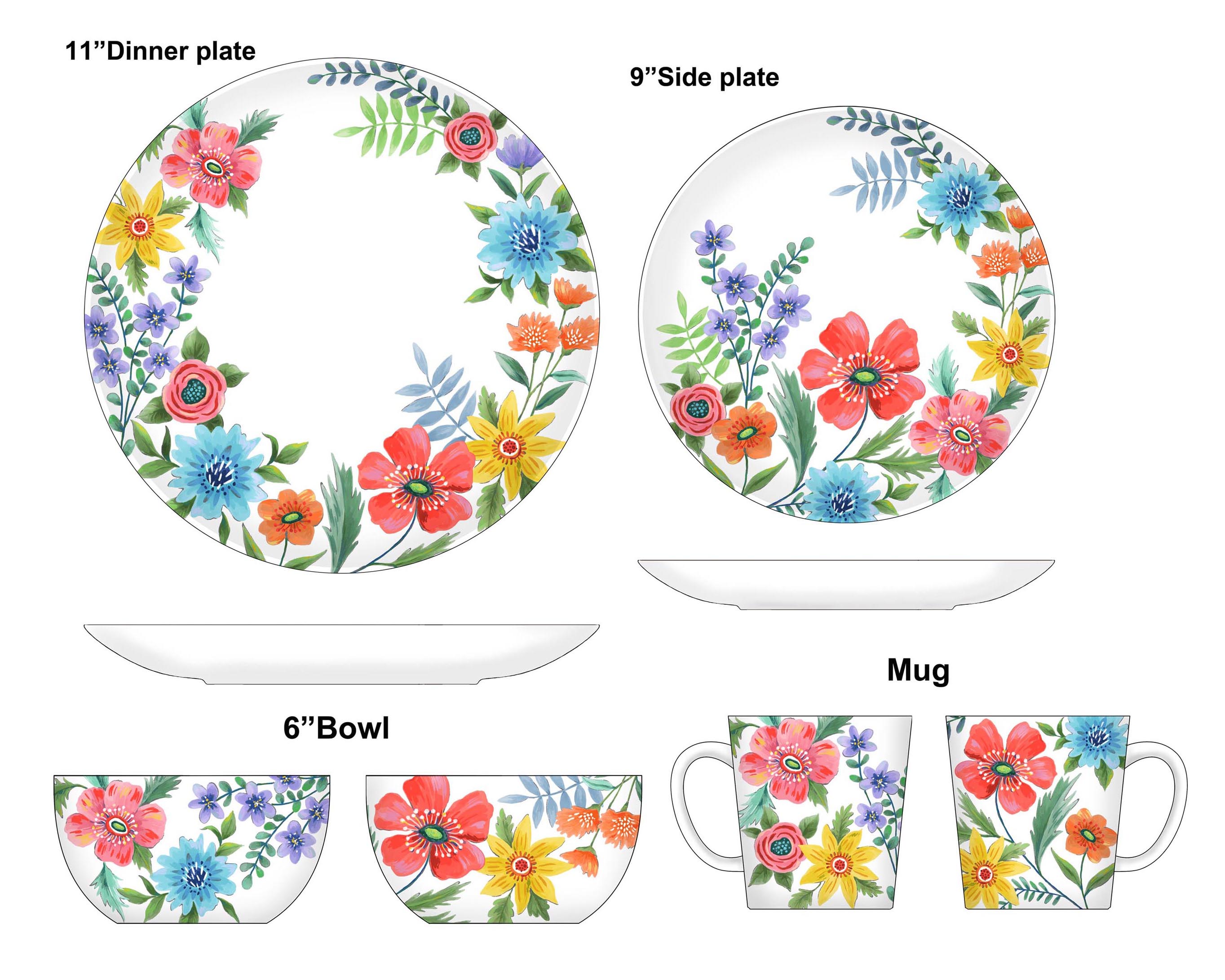 Bright floral pattern dinnerware & tabletop