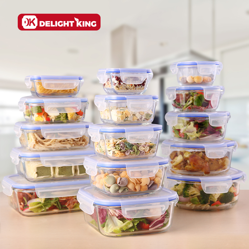 Heat Resistant Glass Storage Box With Lid Glass Food Storage Containers Set