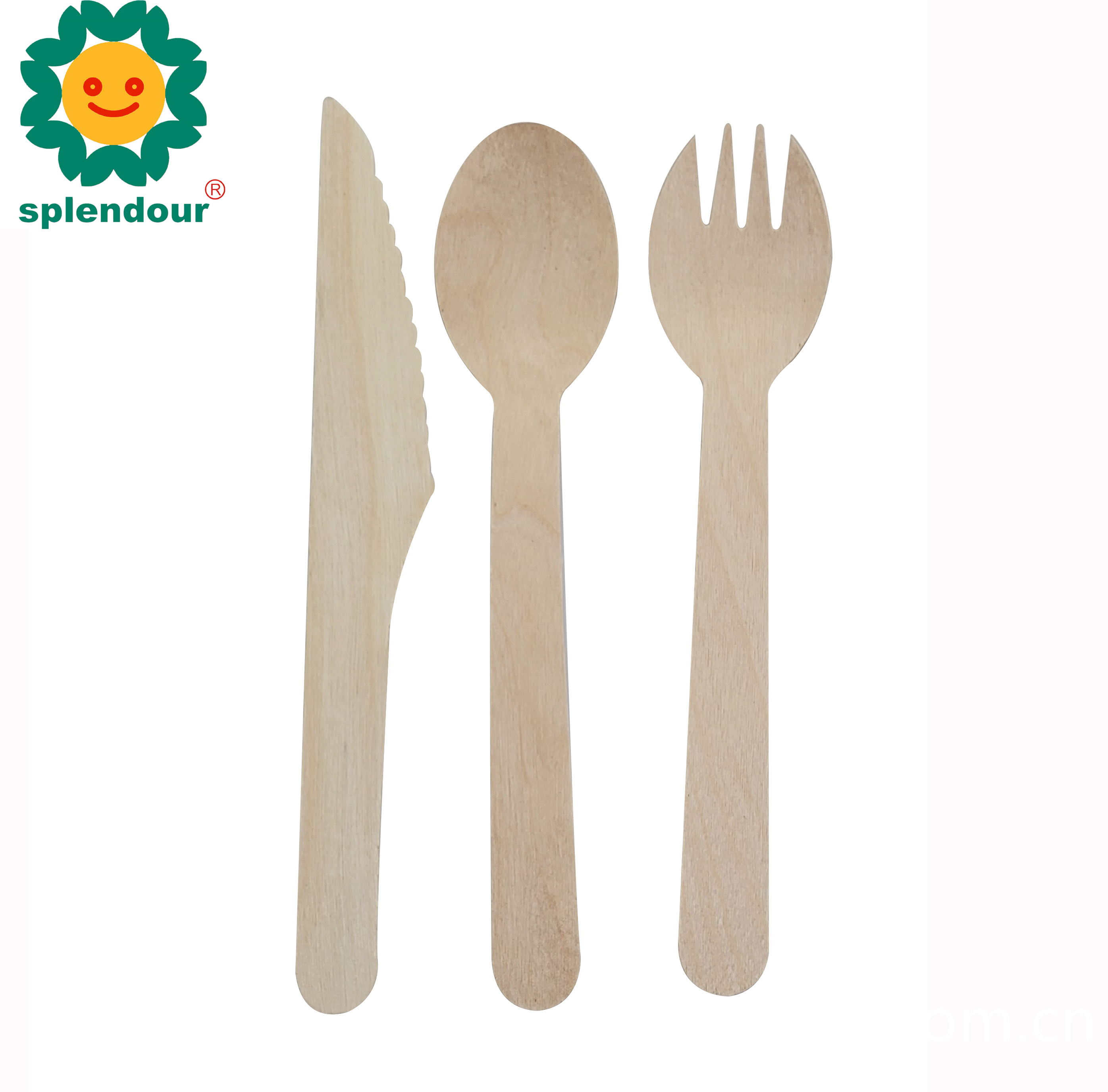 Bio-degradable wooden spoon knife fork tableware disposable cutlery