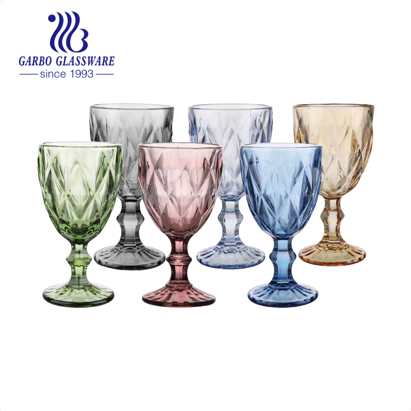11oz hot selling spray color engraved stem wine glass goblet