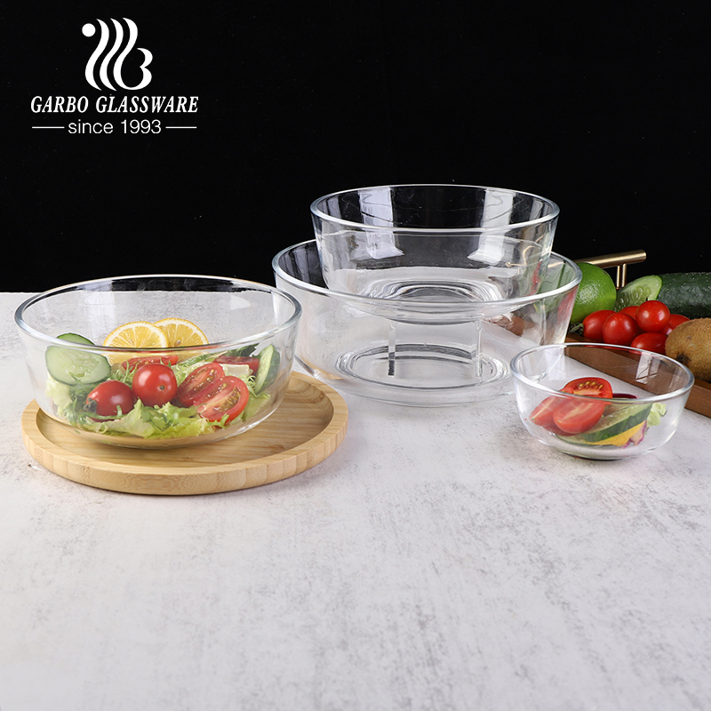 9inch hight quality transparant glass salad bowl