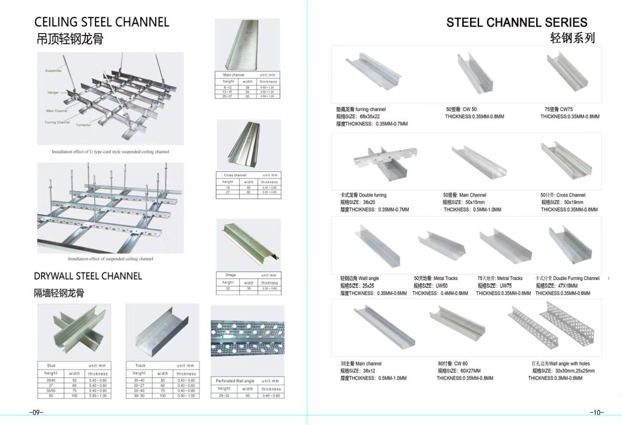 Steel channel profile main channel furring channel