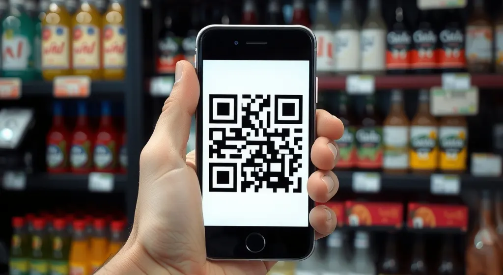 Paying by scanning a code with a phone at a shop counter in China
