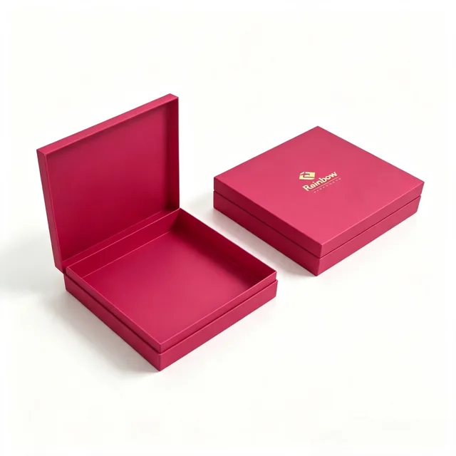Custom Logo Luxury Rigid Hard Cardboard Paper Red Wedding Boxes for Guests Beautiful Packaging