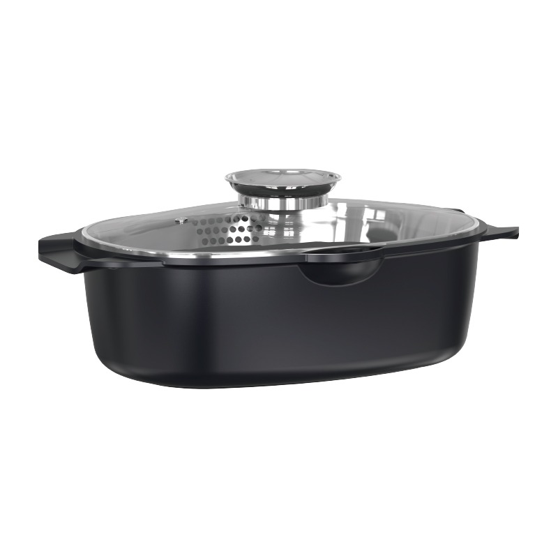 Cast aluminum oval roaster