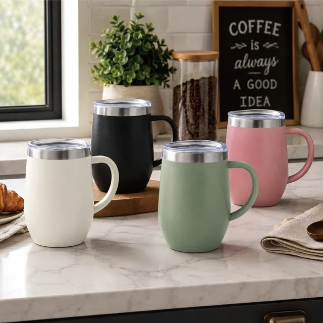 New creative 12oz egg shell 304 stainless steel large-capacity insulated cup with portable handle