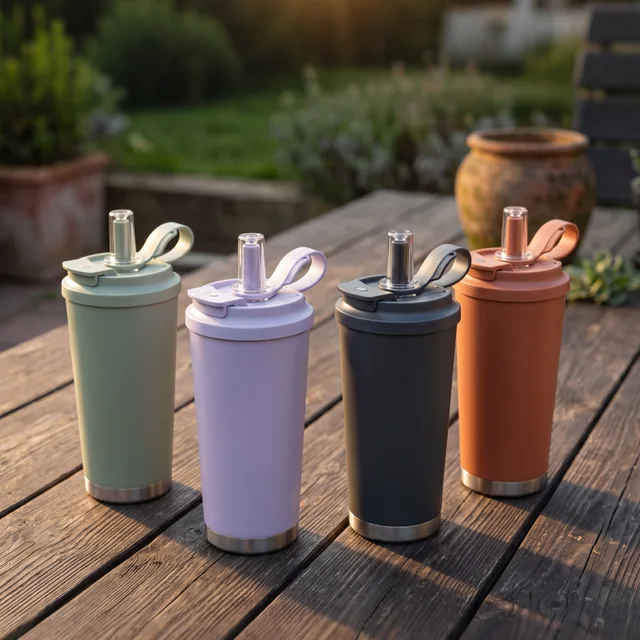 Stainless steel dual drinking outdoor portable coffee cup