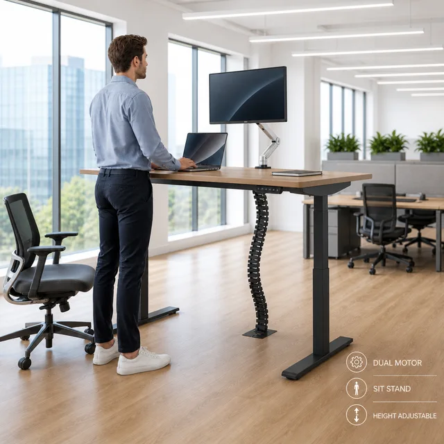 Electric Height Adjustable Desk Dual Motor Sit Stand for Office