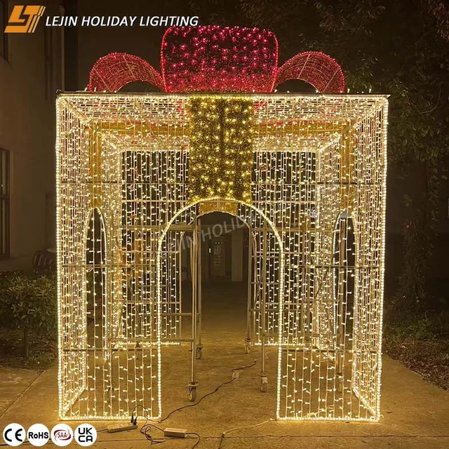 LEJIN HOLIDAY LIGHTING Customization Present Box Outdoor Park Garden Street Decoration Motif Light