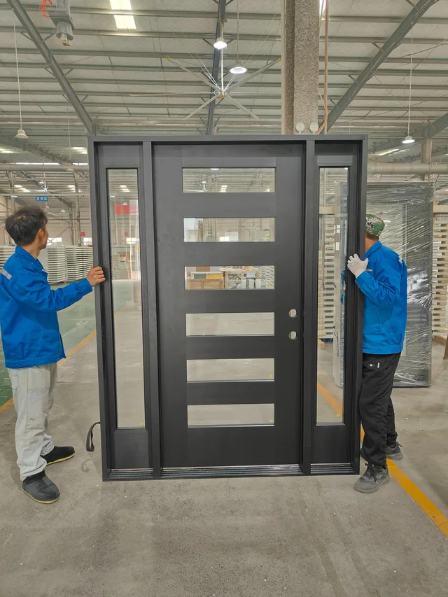 5 Lite Flush Glazed Three Door Fiberglass Prehung Doo Entry Door