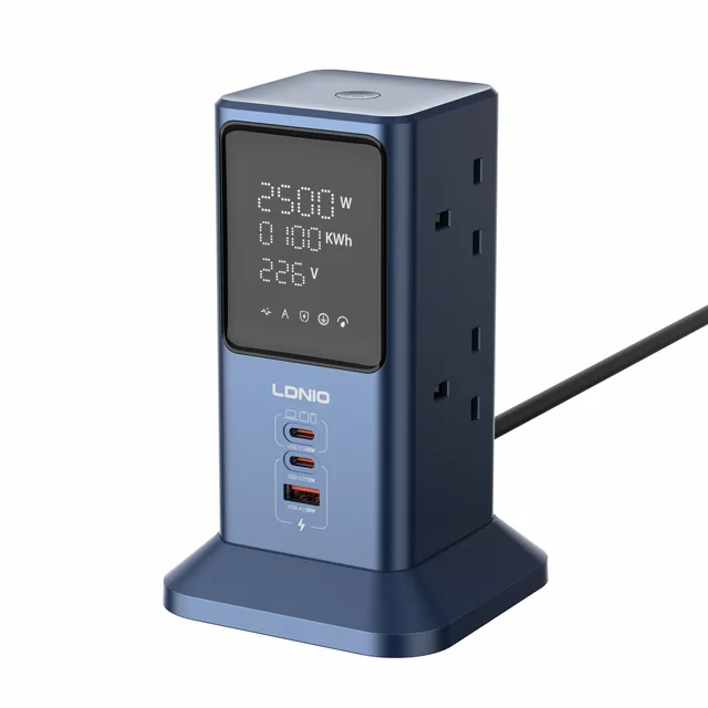 SK2-1 Tower Extension Power Socket Multi-Plug Strip and Usb Charging Station 3Ports Fast Charging