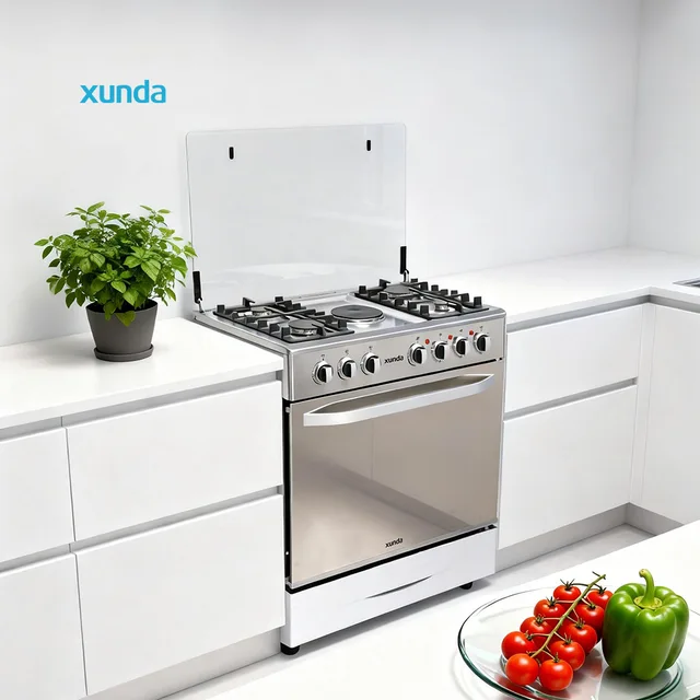 Xunda 76x50cm 5 Burner 4 Gas 1 Electric Freestanding Combi Oven Stainless Steel Kitchen Bakery Stove Electric Range with Oven