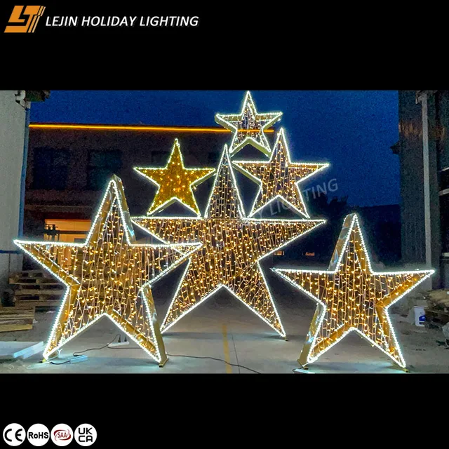 LEJIN HOLIDAY LIGHTING Customization Star Motif Light for Featival Holiday Commercial Decoration Outdoor