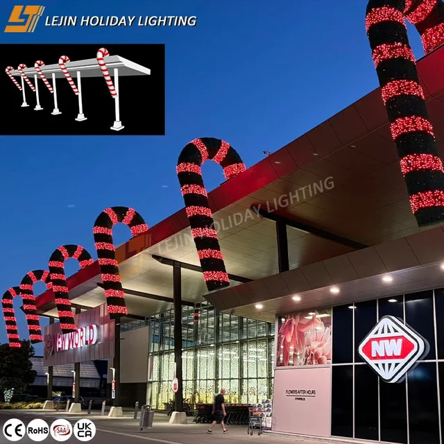 LEJIN HOLIDAY LIGHTING Customization Outdoor IP65 Waterproof Rating Decoration Candy Cane Motif Light