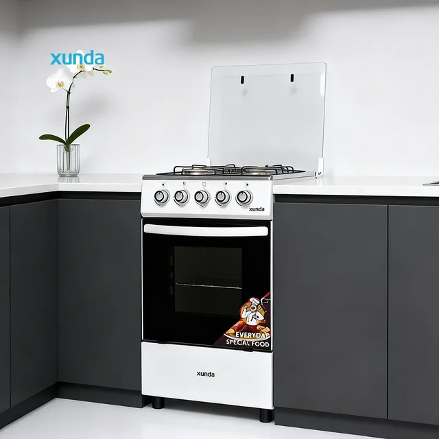 Xunda Cheap Price 500mm Built in Oven White 4 Gas Burners Free Standing Gas Cooker Stove and Oven Estufas De Gas Con Horno