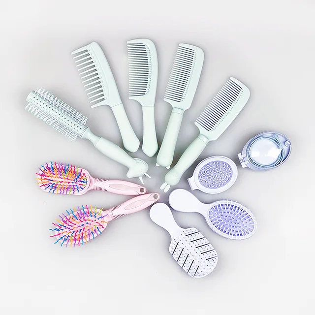 Hair brush， injection molding（cushion brush，round brush, comb, mini cushion brush, mirror,elastics）