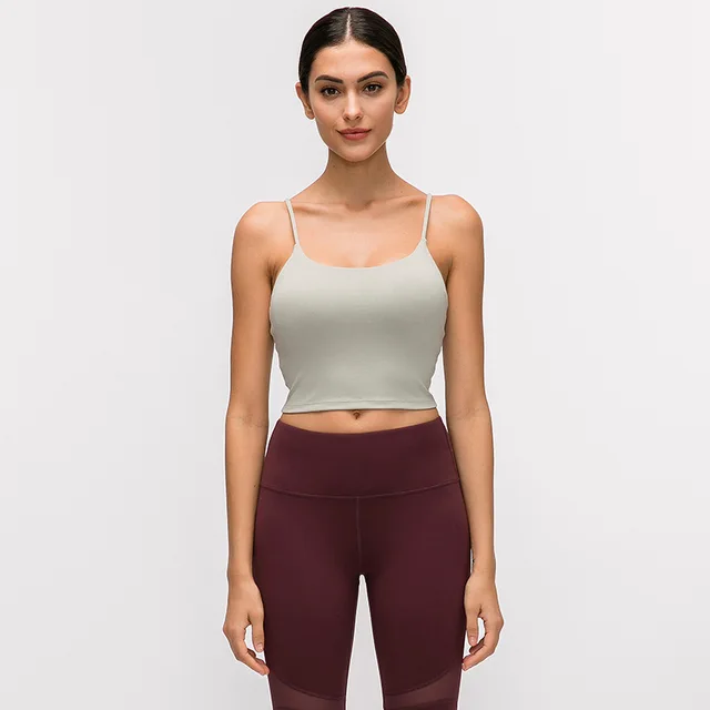 Back yoga tops for women with chest pad yoga sling sports tops workout vests