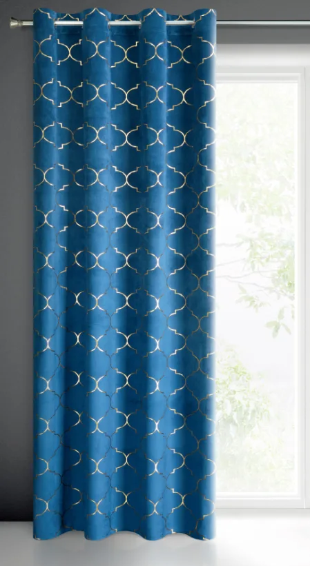 Foil print velvet curtain
