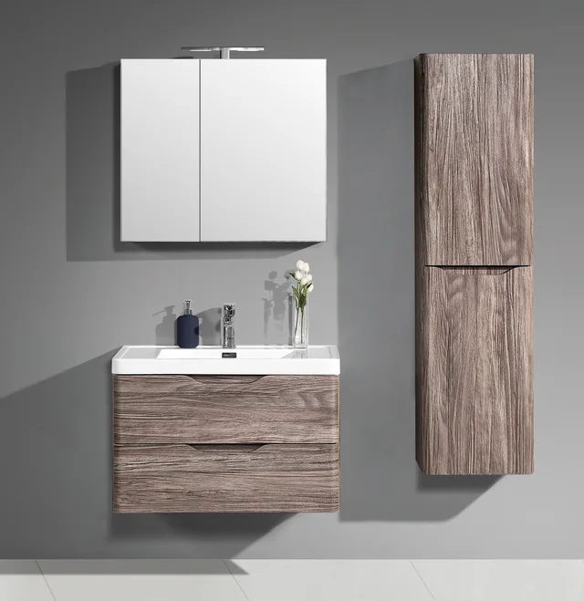 Okayhome-Alice- Wooden Melamine Bathroom Vanity With Mirror Cabinet