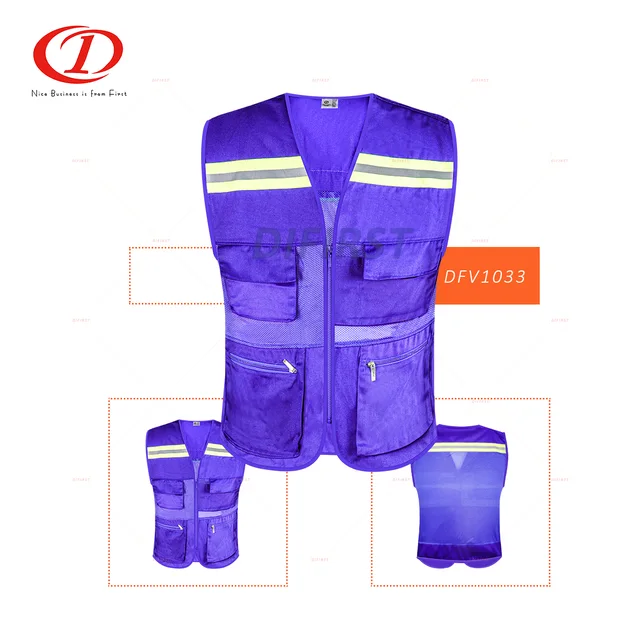 Wholesale His Vis Reflective Safety Vest with Multi Function Pockets