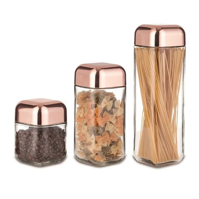 Square food storage jar set