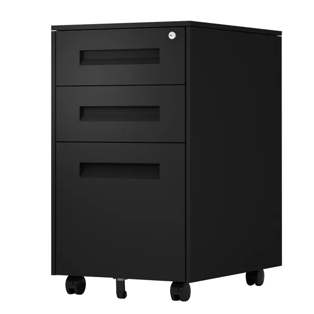 3 drawer mobile file cabinet black type c