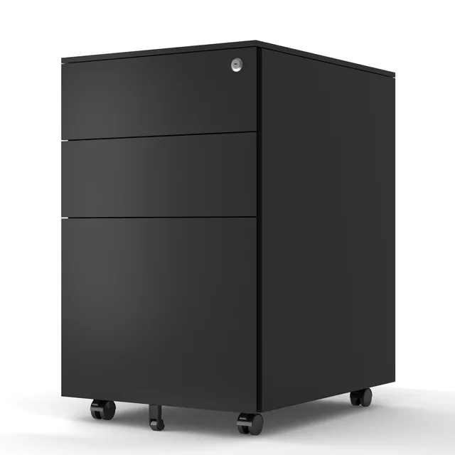 3 drawer mobile file cabinet black type b