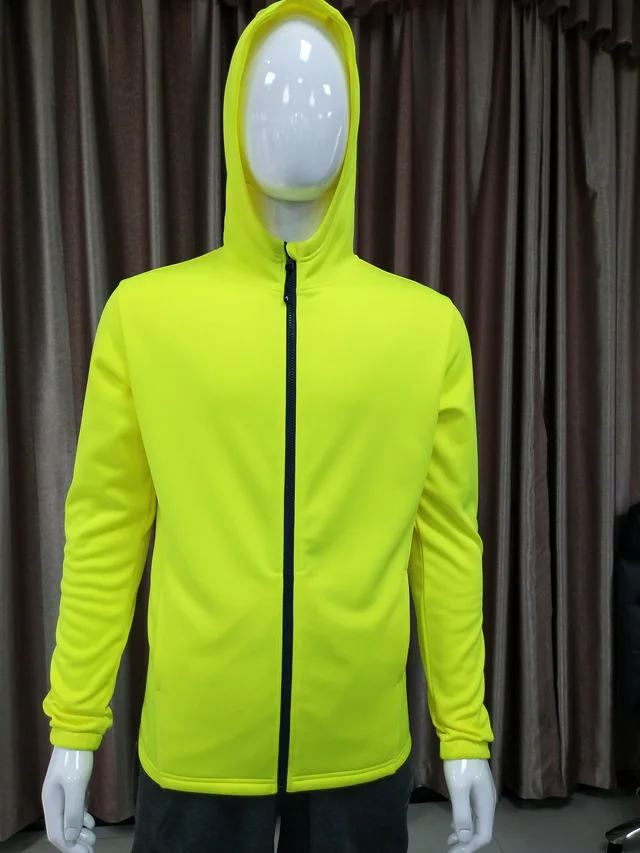 Fluorescent Yellow sanitation uniform and ride suit hoodie with zipper