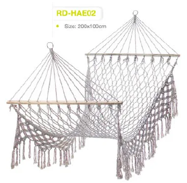 Lace rope hammock with spreader bar