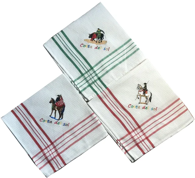 Embroidery Waffle Kitchen Towel