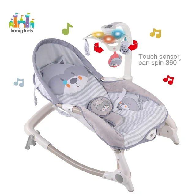 Konig Kids BNewborn-to-Toddler Portable Bouncer with Music N Lights Up