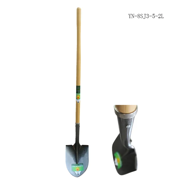 Round point shovel long handle