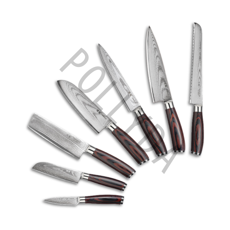 Double bolsters Damascus Kitchen Knife pakka wood handle FA-03