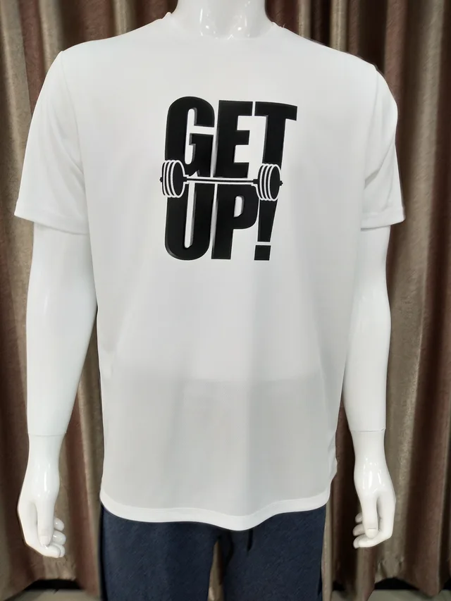 Young Men screen print neck collar short sleeve T shirt