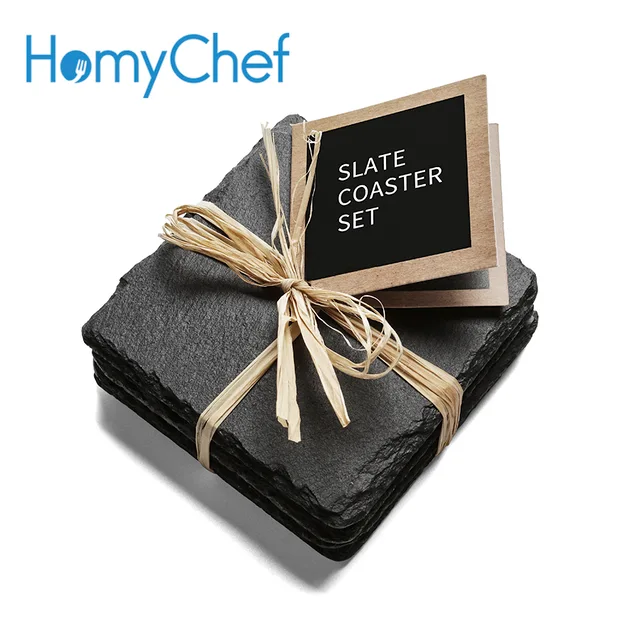 Natural Square Slate Coaster-set of 4pcs