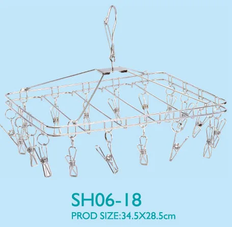 Stainless steel sock hanger with 18 pegs