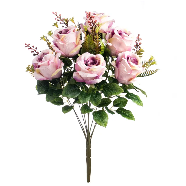 Fabric rose bush x12 stems