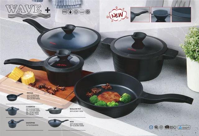 Wave serise die casting aluminum cookware