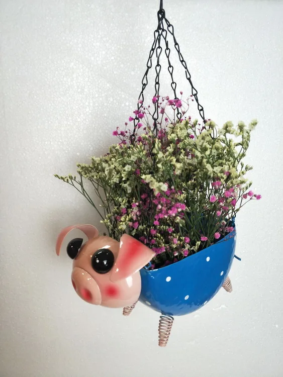 Cartoon Pig Flowerpot Chain Hanging