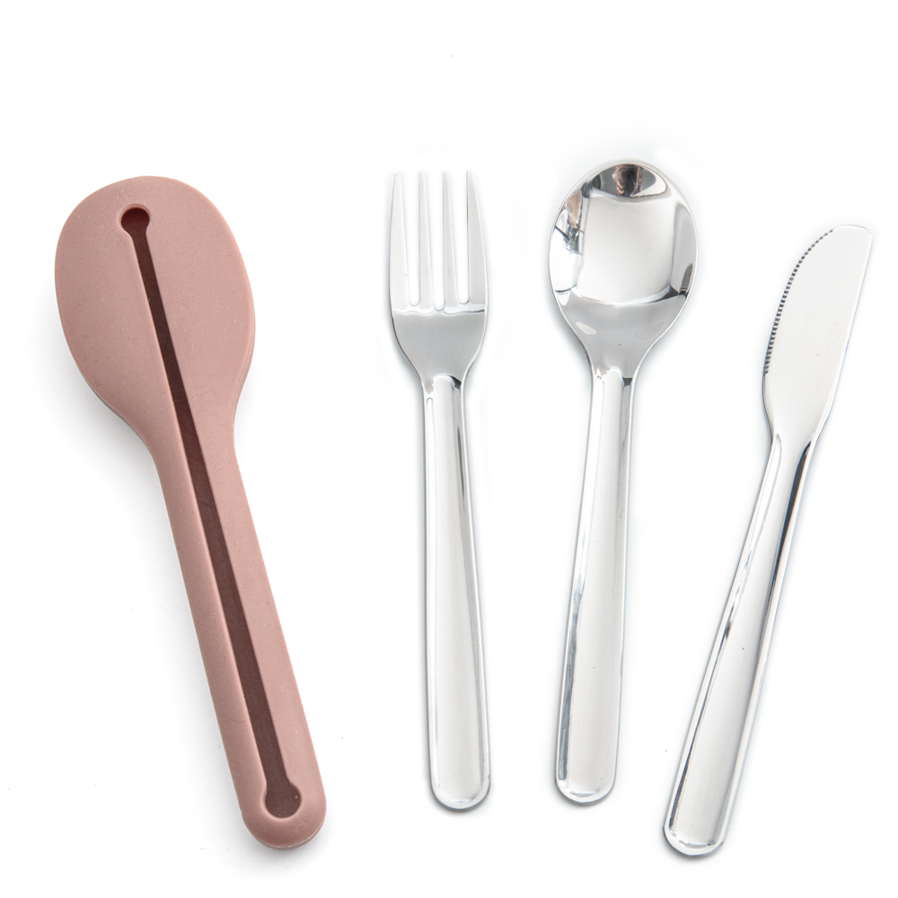 Outdoor reusable travel portable stainless steel metal cutlery set flatware