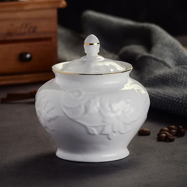 Embossed sugar pot