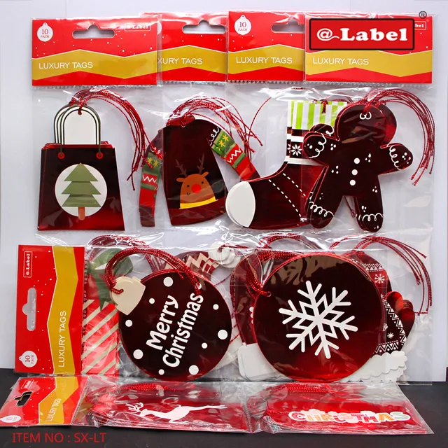 10PK Xmas Foil tags