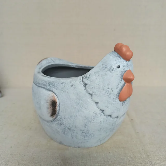 Grey Chicken/ Cat/ tortoise/ Rabbit Pot, Cerramic Flower Pot