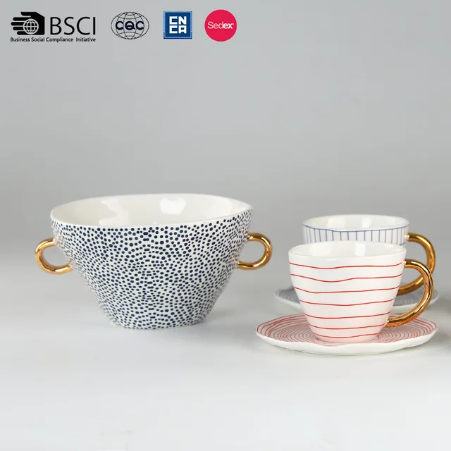 Ceramic mug cup and saucer