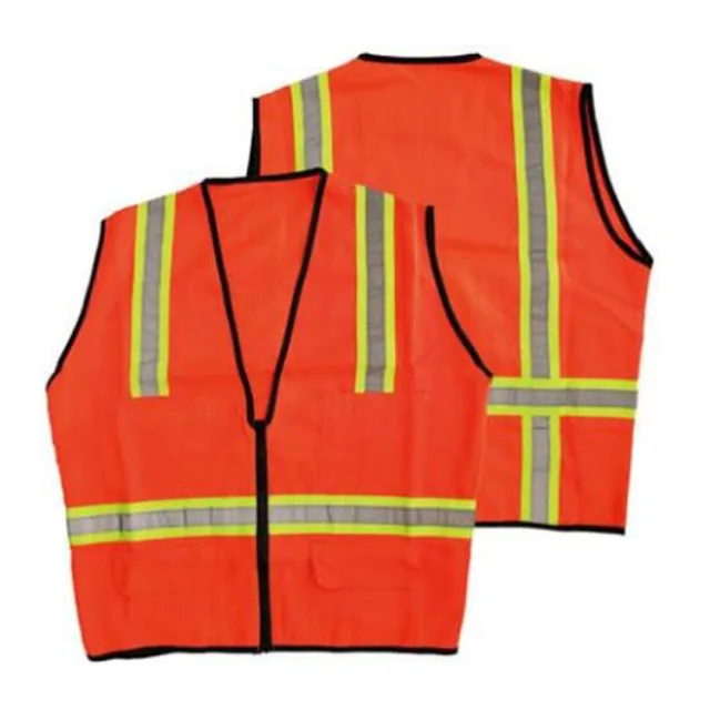 CE EN471 High Visibility Fluorescent Orange Reflective Safety Warning Vest