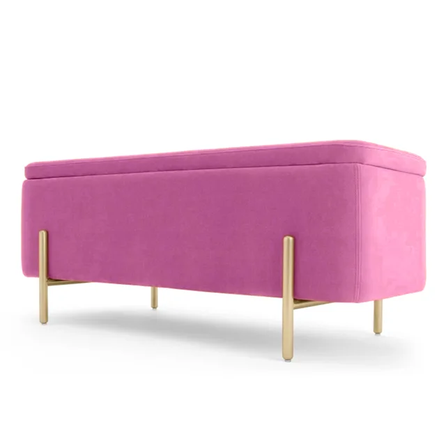 New luxury bedroom velvet fabric ottoman for storage with removable legs