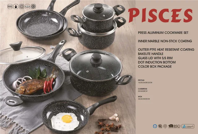 PISCES series press alumnium non-stick cookware